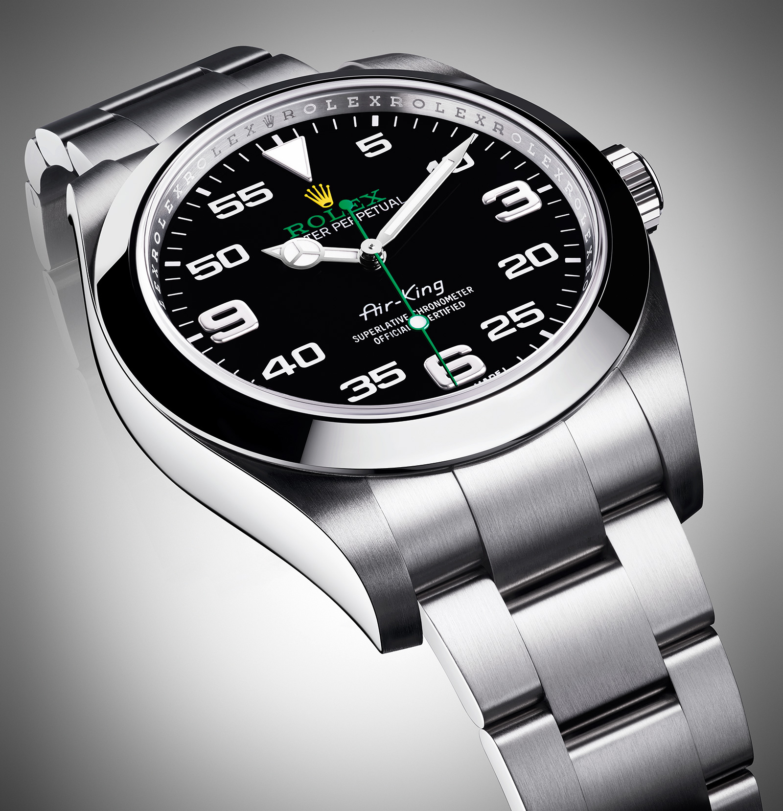 Rolex-Air-King-fake-green-second-hands