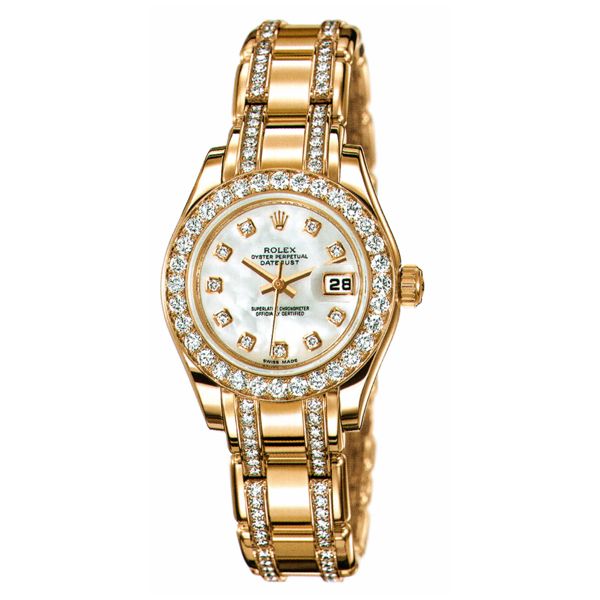 Rolex Pearlmaster Fake Swiss Watches With White Mother-Of-Pearl At Low Price