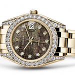 Precious Yellow Gold Rolex Pearlmaster Fake Watches With Diamond Decoration