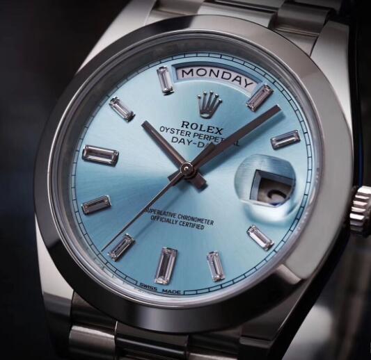 The ice-blue Day-Date looks noble and fresh.