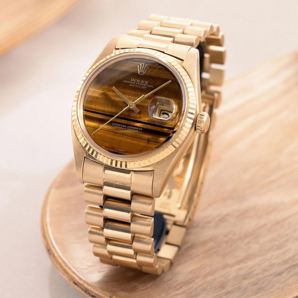 Swiss made replica Rolex stone dials — Tiger eye